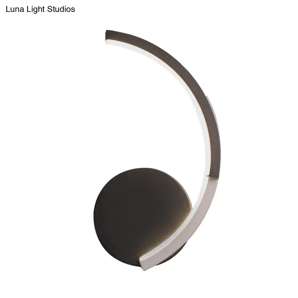Modern black & white curved led wall mounted sconce warm light living room