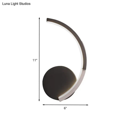 Modern black & white curved led wall mounted sconce warm light living room