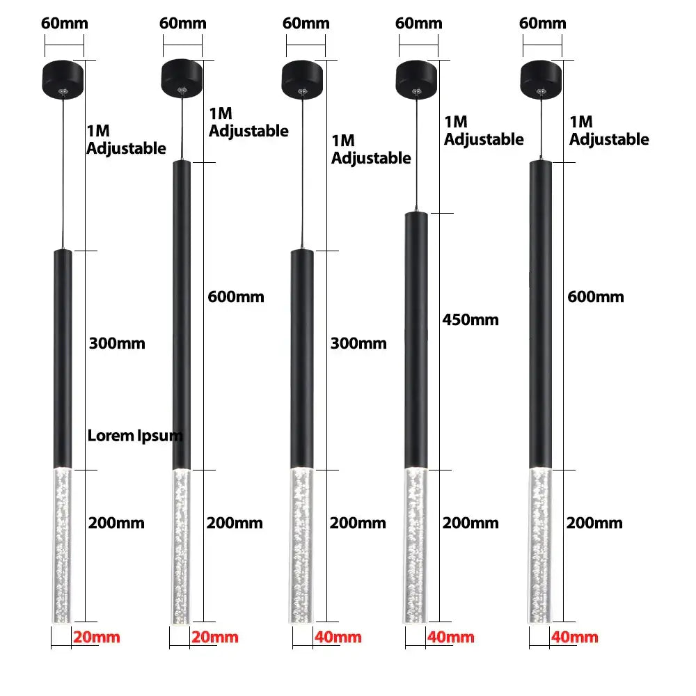 Modern black & white cylinder led pendant light for kitchen