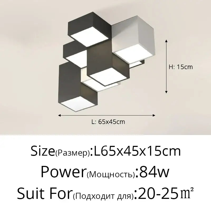 Modern black & white geometric chandelier bedroom light
