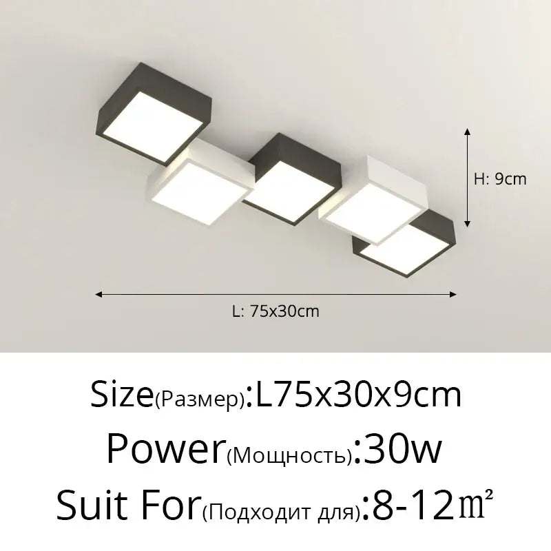 Modern black & white geometric chandelier bedroom light