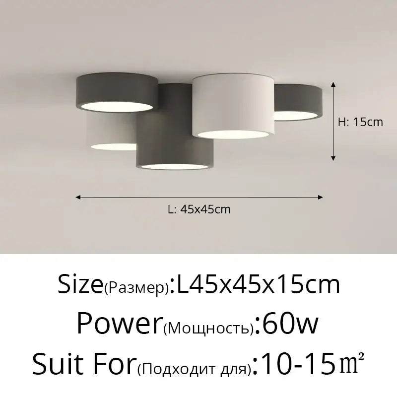 Modern black & white geometric chandelier bedroom light