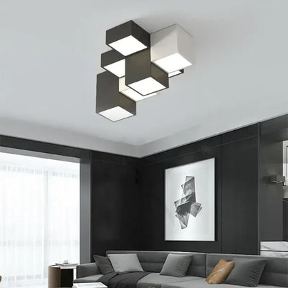 Modern black & white geometric chandelier bedroom light