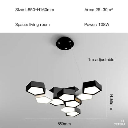 Modern black white diamond led chandelier living room pendant light