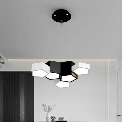 Modern black white diamond led chandelier living room pendant light