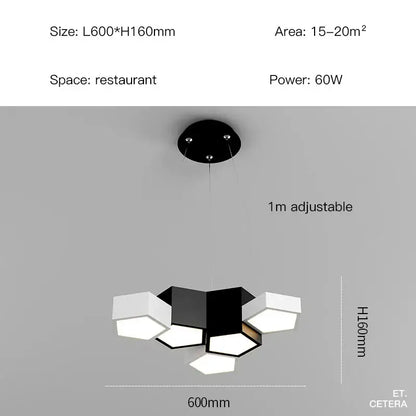 Modern black white diamond led chandelier living room pendant light