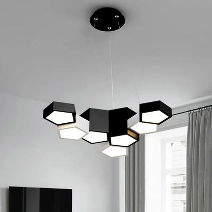 Modern black white diamond led chandelier living room pendant light