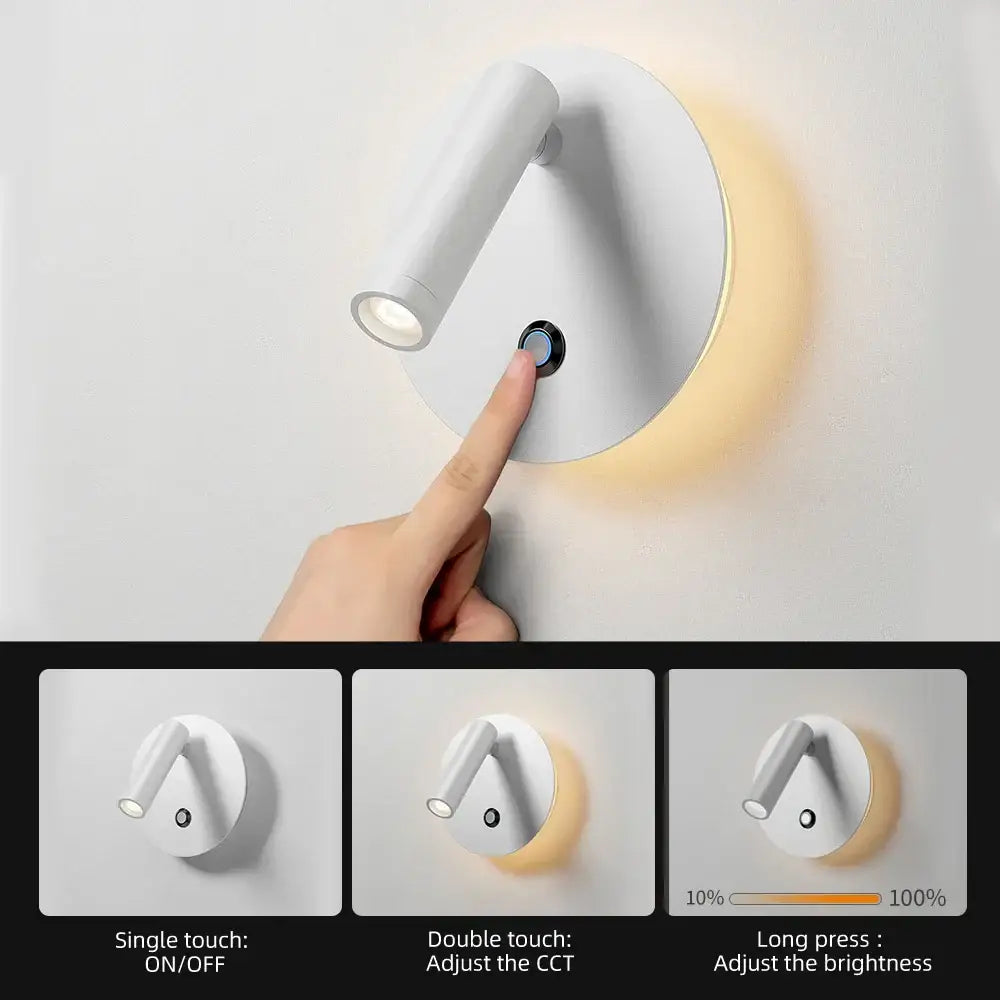 Modern black & white dimmable led wall lamp bedroom reading light
