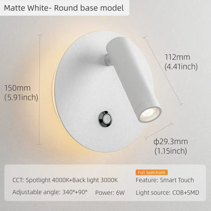 Modern black & white dimmable led wall lamp bedroom reading light