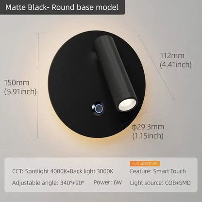 Modern black & white dimmable led wall lamp bedroom reading light