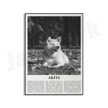 Modern black & white dog breeds poster set – living room wall art