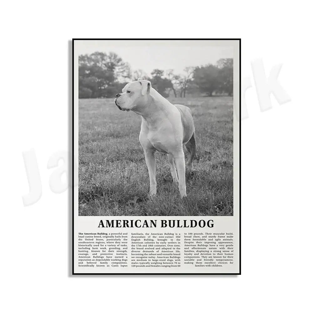 Modern black & white dog breeds poster set – living room wall art