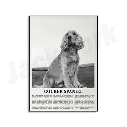 Modern black & white dog breeds poster set – living room wall art