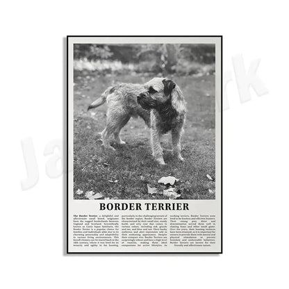 Modern black & white dog breeds poster set – living room wall art
