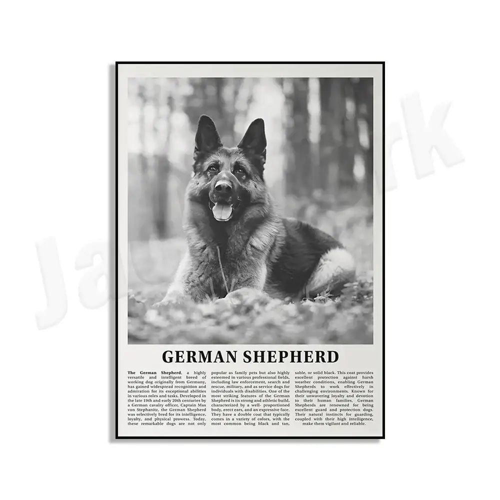 Modern black & white dog breeds poster set – living room wall art