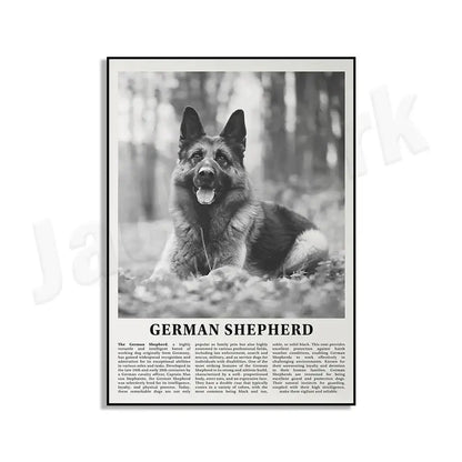 Modern black & white dog breeds poster set – living room wall art