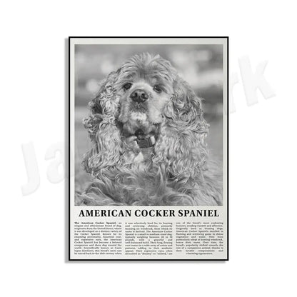 Modern black & white dog breeds poster set – living room wall art