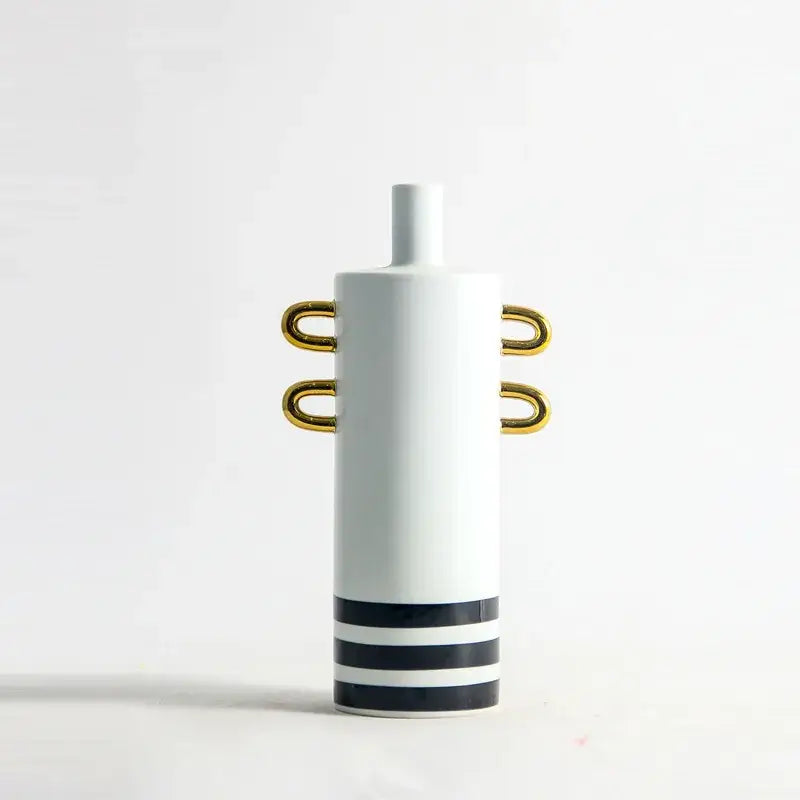 Modern black & white dots geometric ceramic vase living room decor