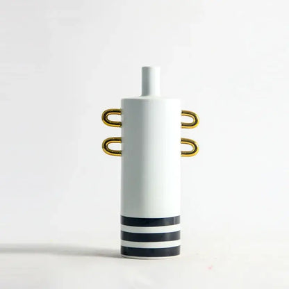 Modern black & white dots geometric ceramic vase living room decor