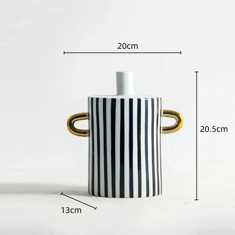 Modern black & white dots geometric ceramic vase living room decor