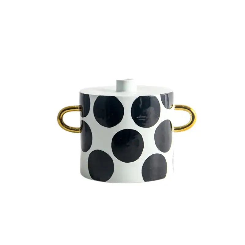 Modern black & white dots geometric ceramic vase living room decor