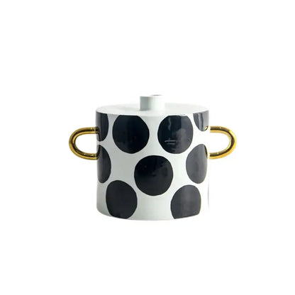 Modern black & white dots geometric ceramic vase living room decor