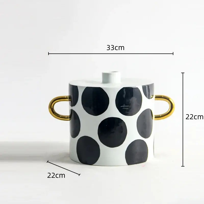 Modern black & white dots geometric ceramic vase living room decor