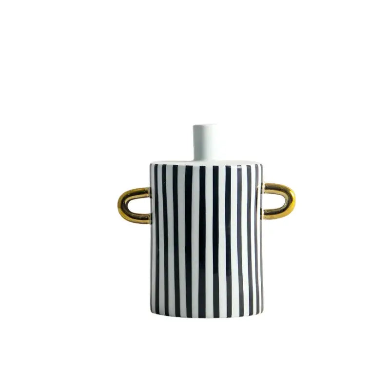 Modern black & white dots geometric ceramic vase living room decor