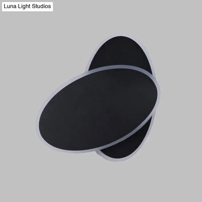 Modern black & white double oval wall sconce lamp bedroom light
