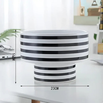 Modern black & white elegant striped ceramic vase living room decor