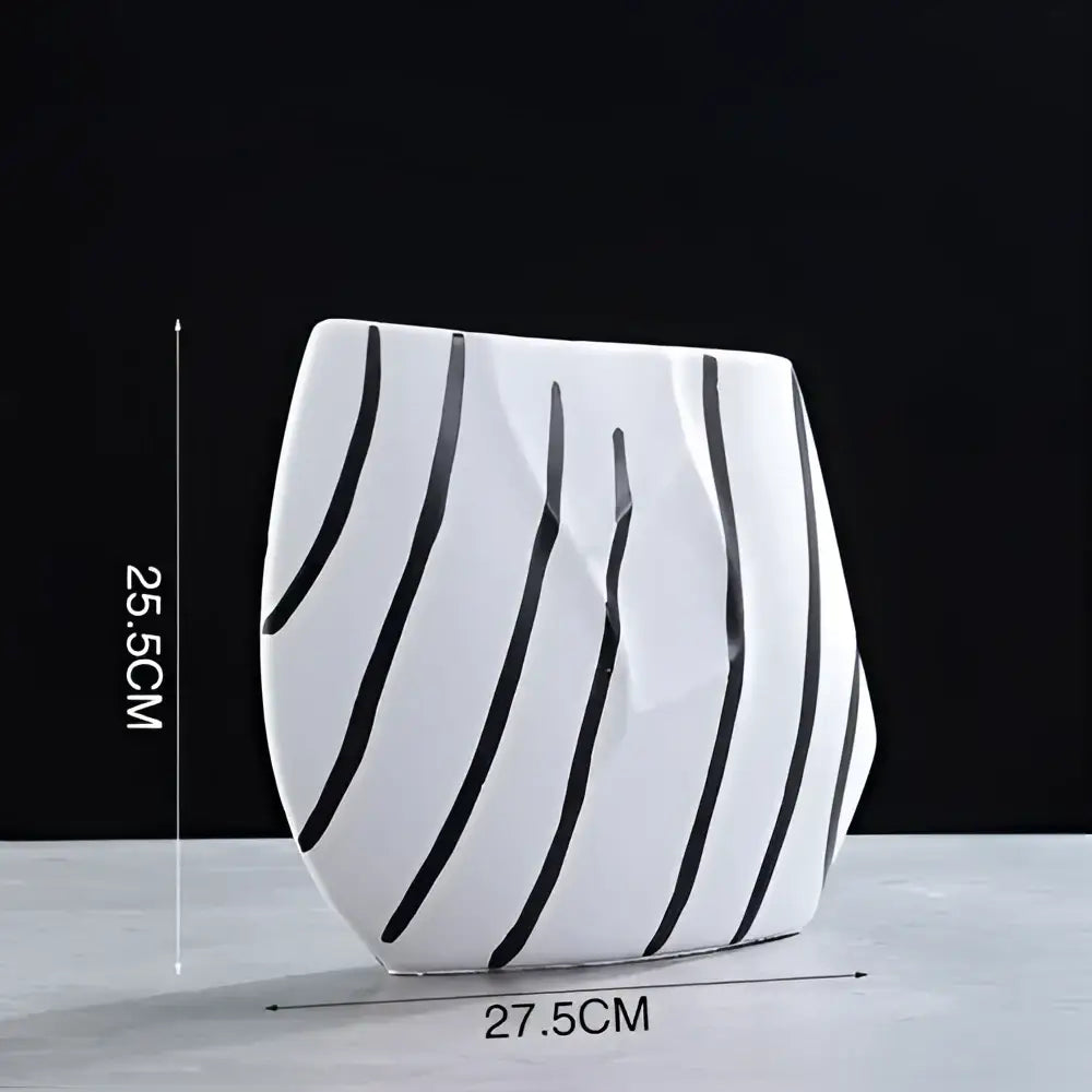 Modern black & white elegant striped ceramic vase living room decor