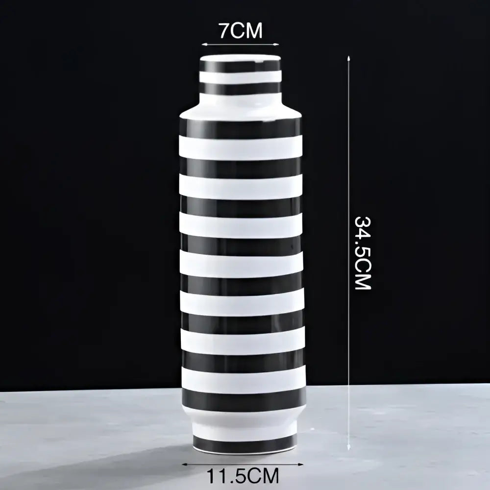 Modern black & white elegant striped ceramic vase living room decor