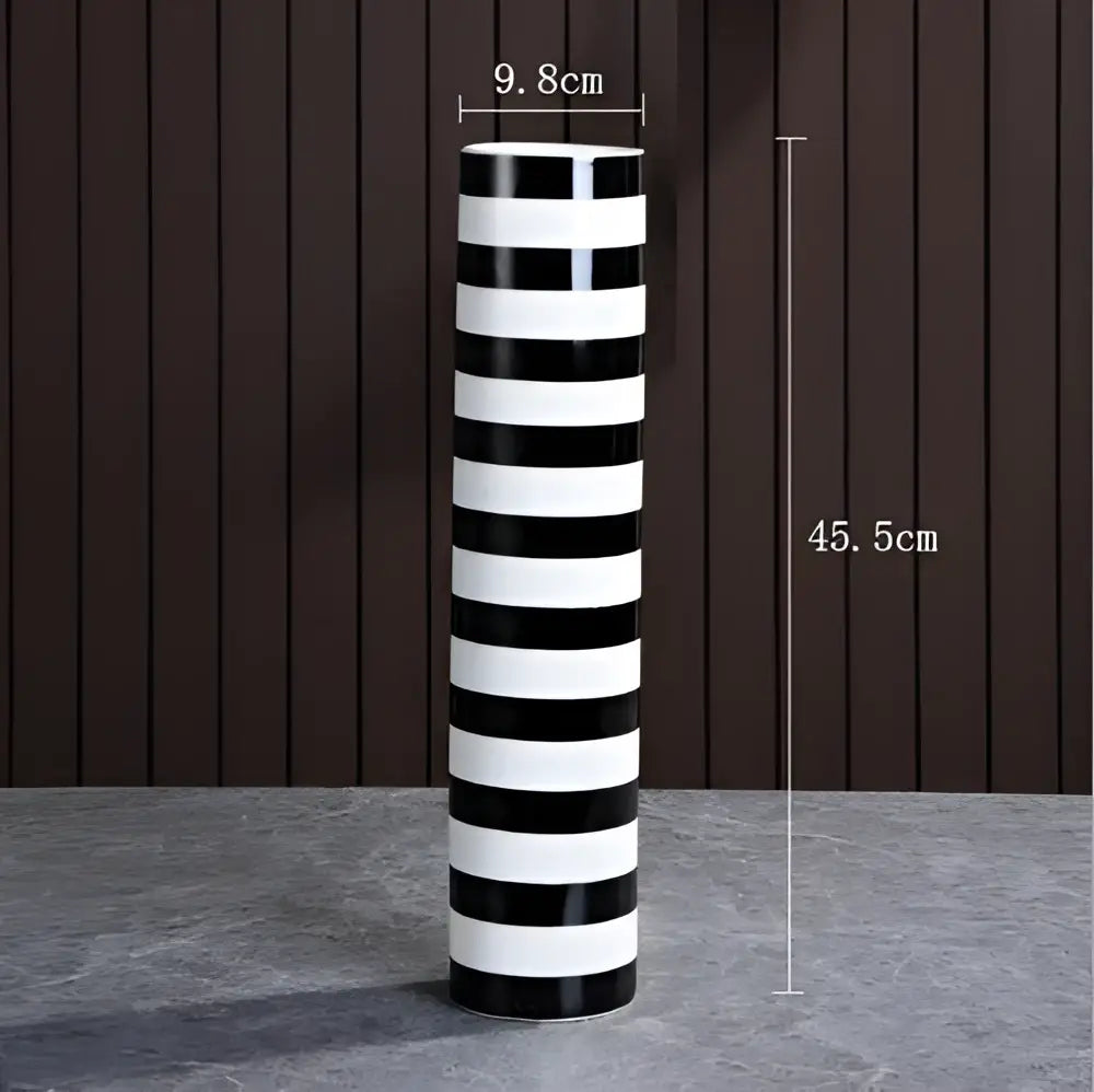 Modern black & white elegant striped ceramic vase living room decor