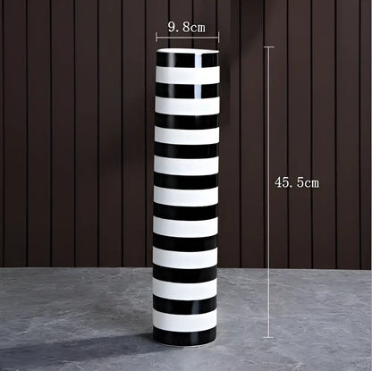 Modern black & white elegant striped ceramic vase living room decor
