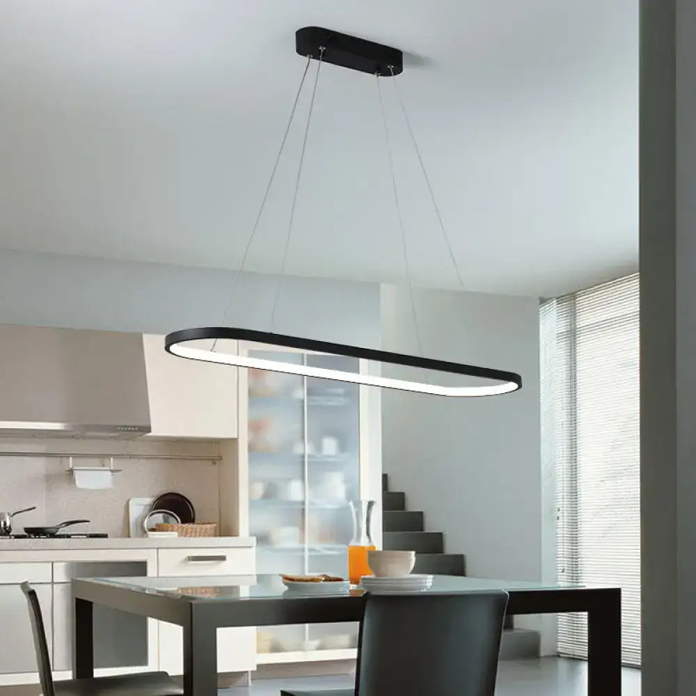 Modern black & white ellipse hanging lamp dining room led light