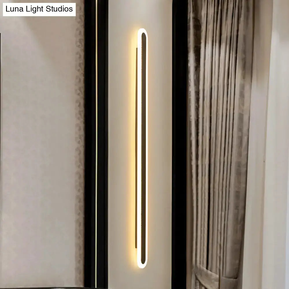 Modern black & white elliptical acrylic wall sconce aisle light