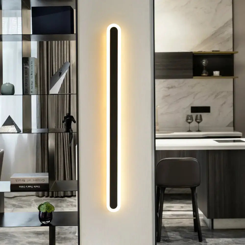 Modern black & white elliptical acrylic wall sconce aisle light