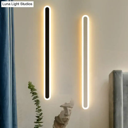 Modern black & white elliptical acrylic wall sconce aisle light