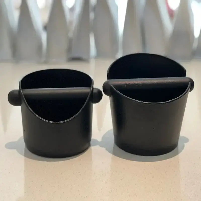 Modern black & white espresso knock box kitchen portafilter holder