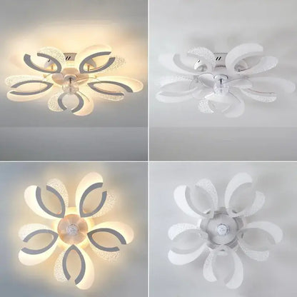 Modern black & white floral ceiling fan light – living room led