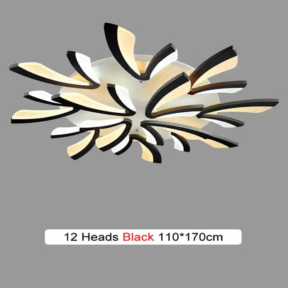 Modern black & white flower led chandelier living room light