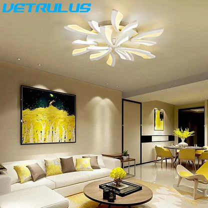 Modern black & white flower led chandelier living room light