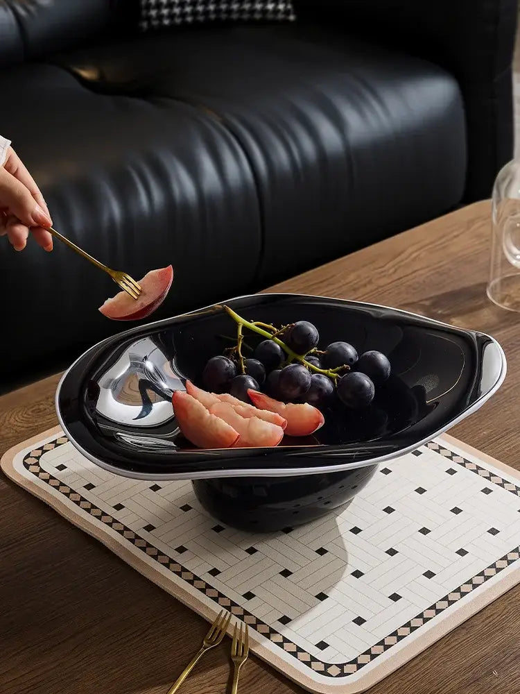 Modern black & white geometric acrylic fruit plate kitchen tray