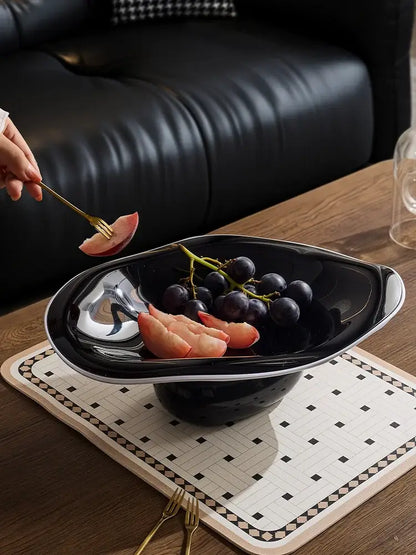 Modern black & white geometric acrylic fruit plate kitchen tray