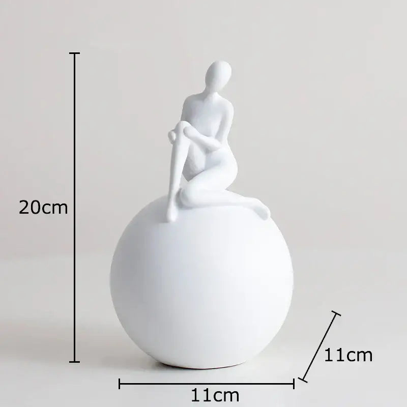 Modern black & white geometric base character statue living room decor