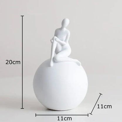 Modern black & white geometric base character statue living room decor