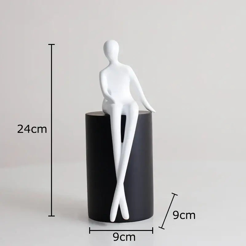 Modern black & white geometric base character statue living room decor