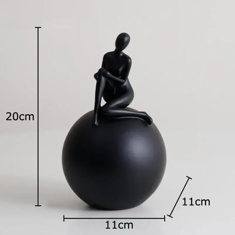 Modern black & white geometric base character statue living room decor