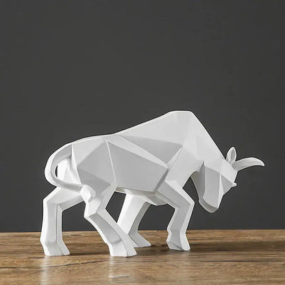 Modern black & white geometric bull sculpture living room decor