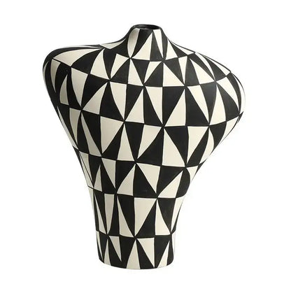 Modern black & white geometric diamond ceramic vase living room decor